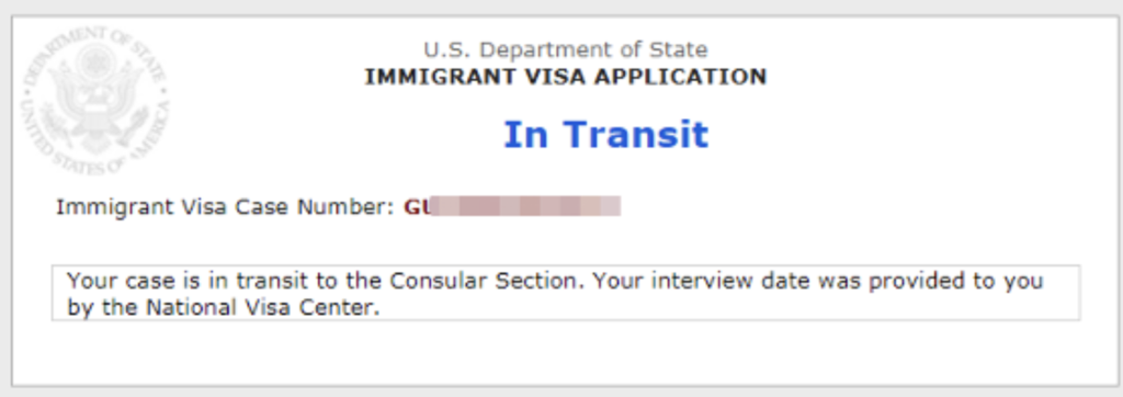 美國簽證狀態：In Transit