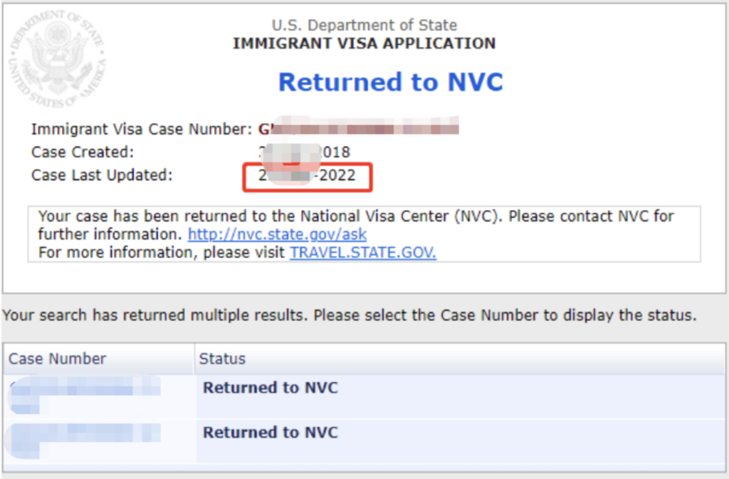 美國簽證狀態：Return to NVC