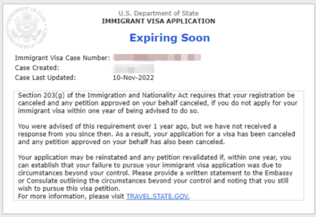美國簽證狀態：Expiring Soon